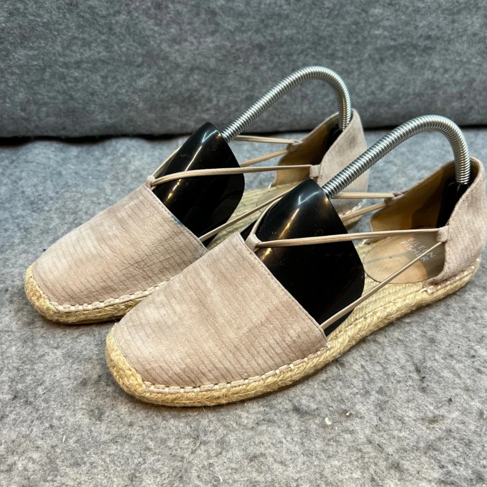 Eileen Fisher Espadrille Flats Suede Leather‎ Beige Slip On Shoes Women's 8.5